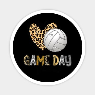 Volleyball Game Day Vibe Volleyball Mom Leopard Magnet